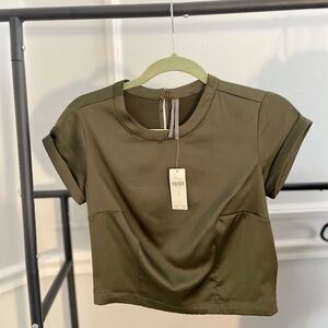 NWT Anthropologie Cropped Silky Top